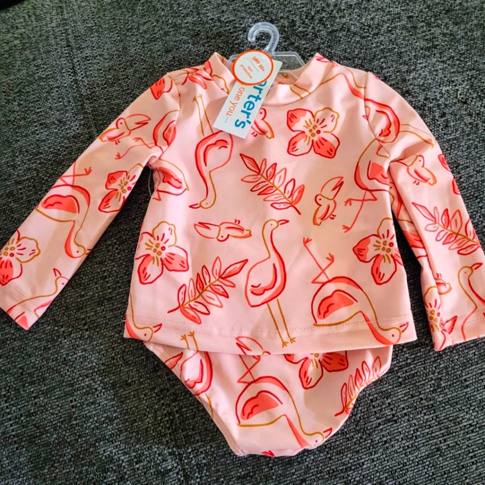 Carters Two Piece Swimsuit With Rashguard 9 Months